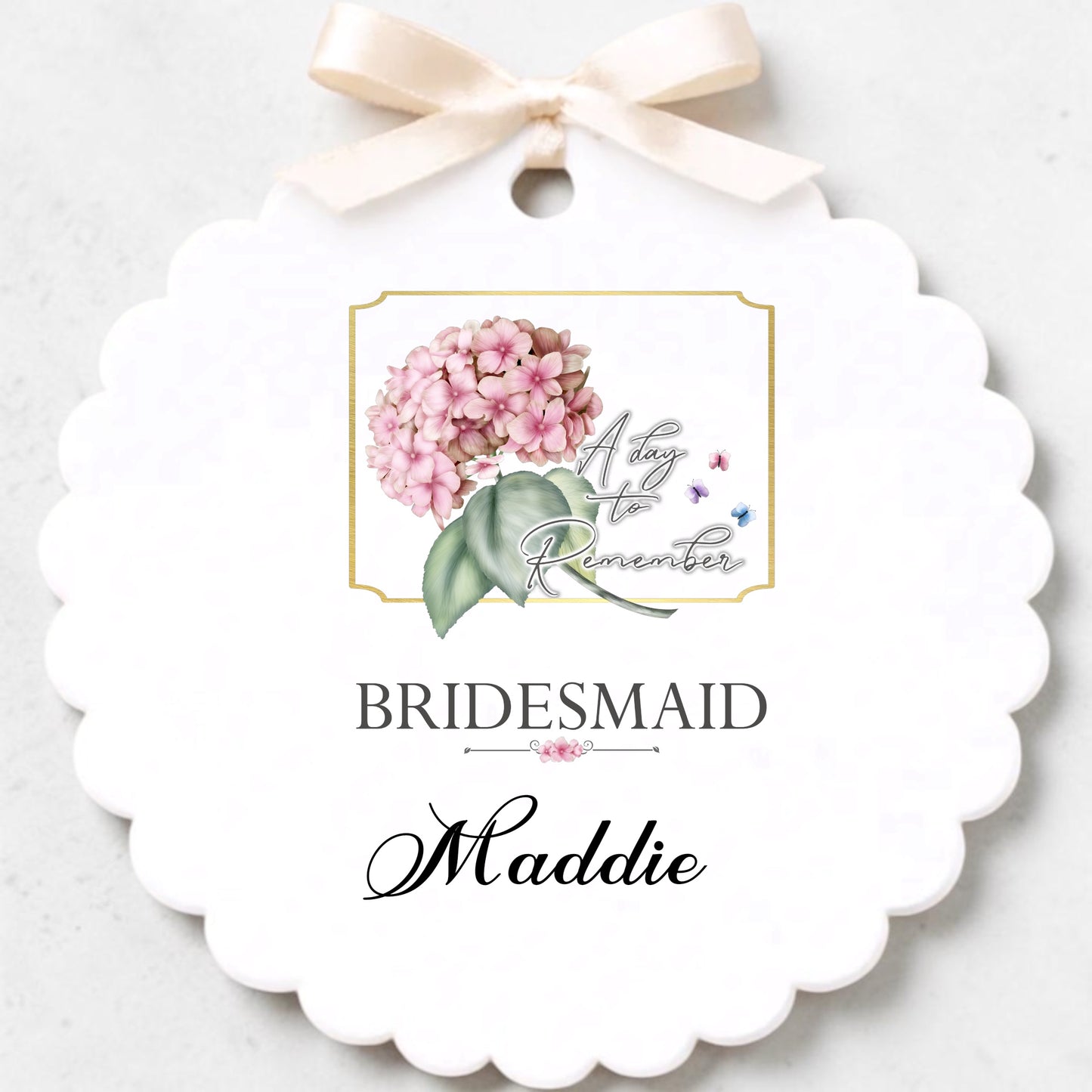 Wedding Hydrangea Themed Acrylic Named Hanger Tag