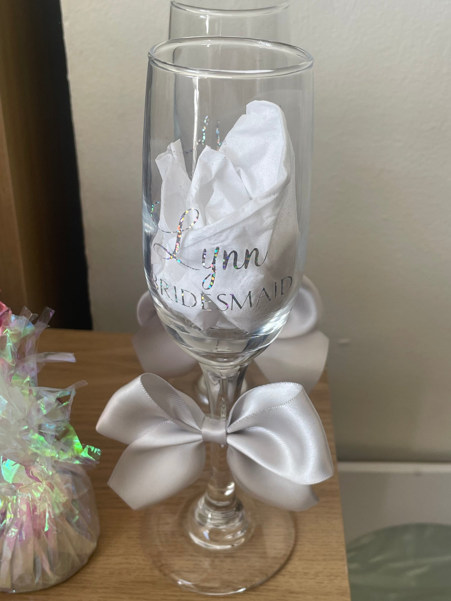 Silver Champagne Personalised Glasses