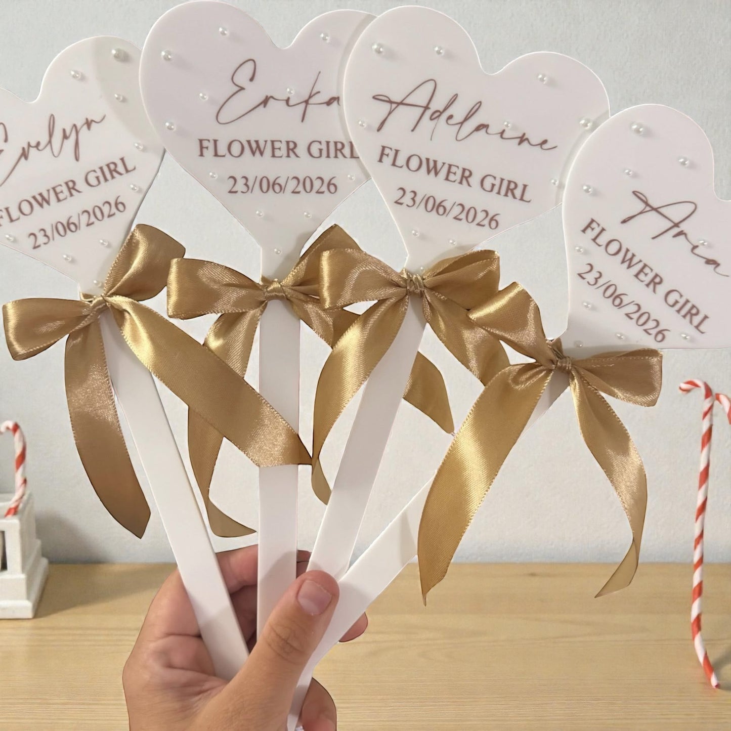 Flower Girl Arylic Wands With Pearls