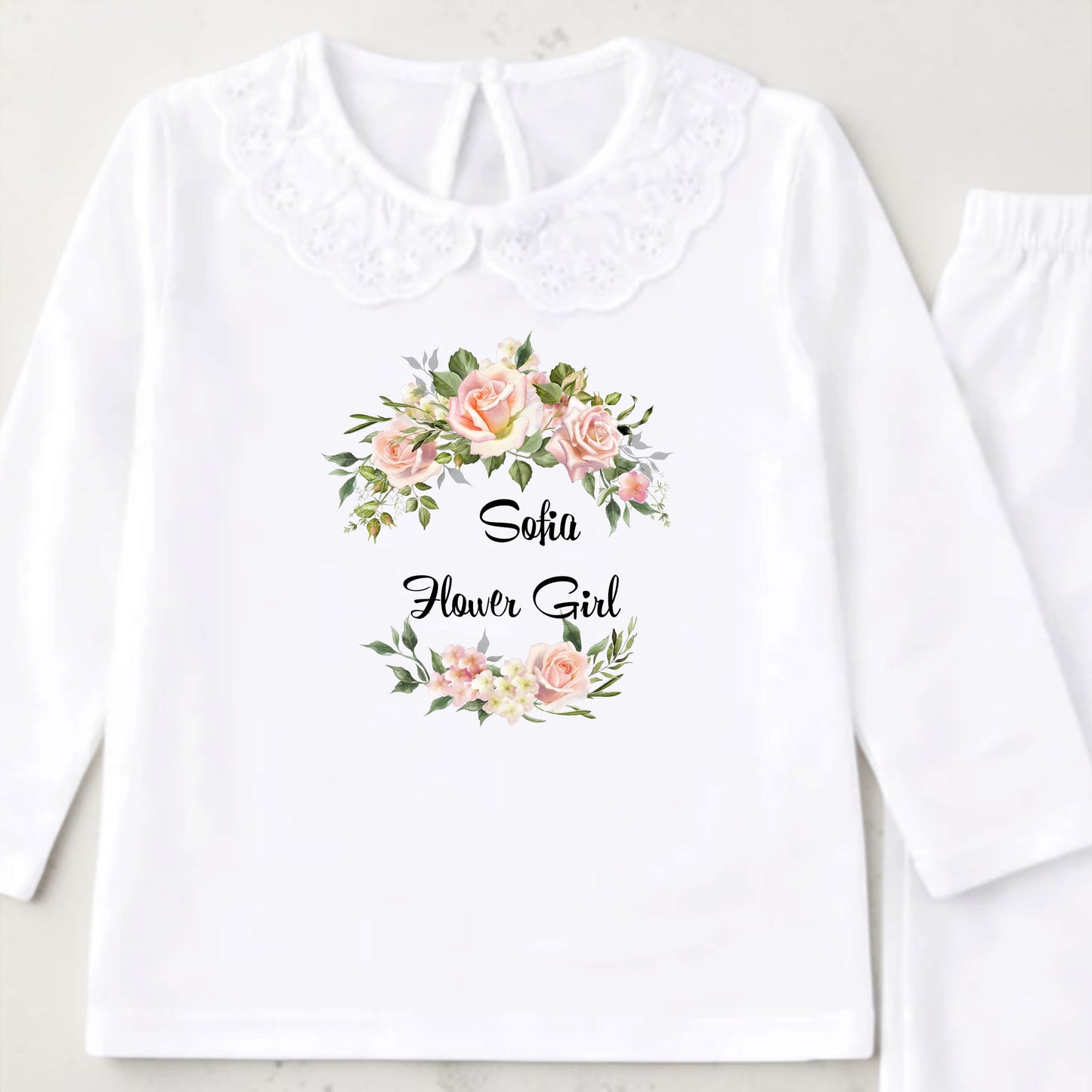 Flower girl frilly PJS personalised