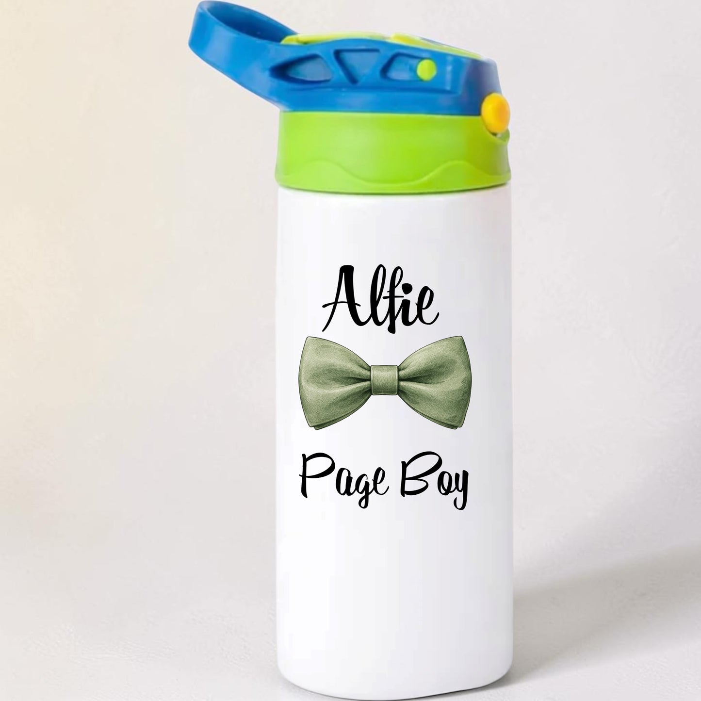 Page Boy Sage Green Bow Flip top water Bottle