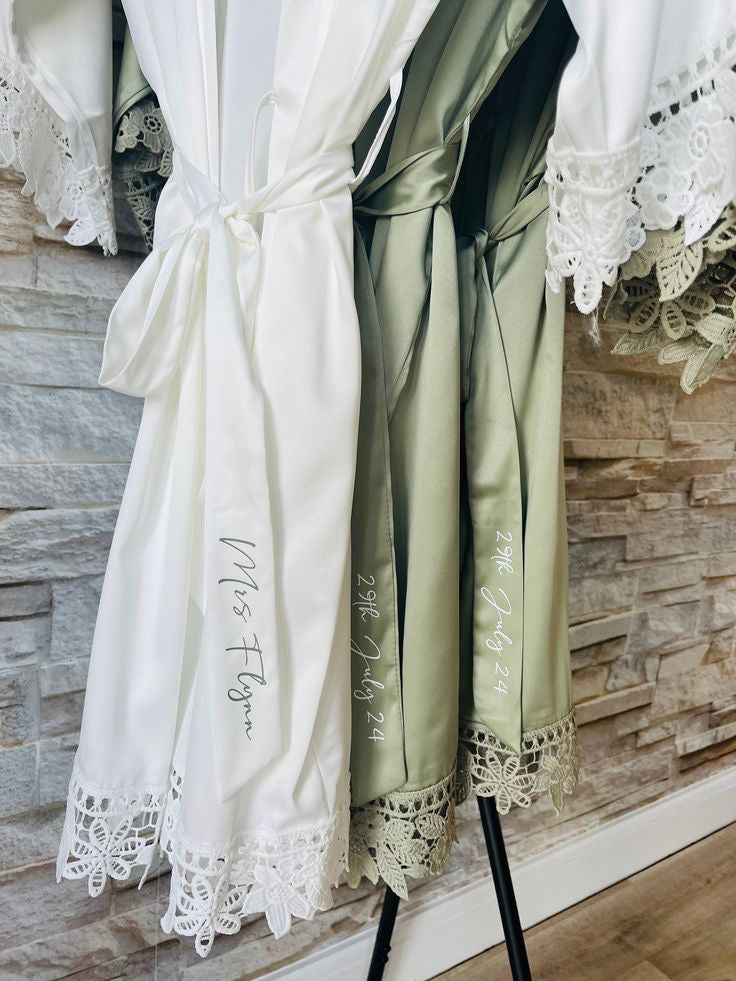 Bride white lace Robes
