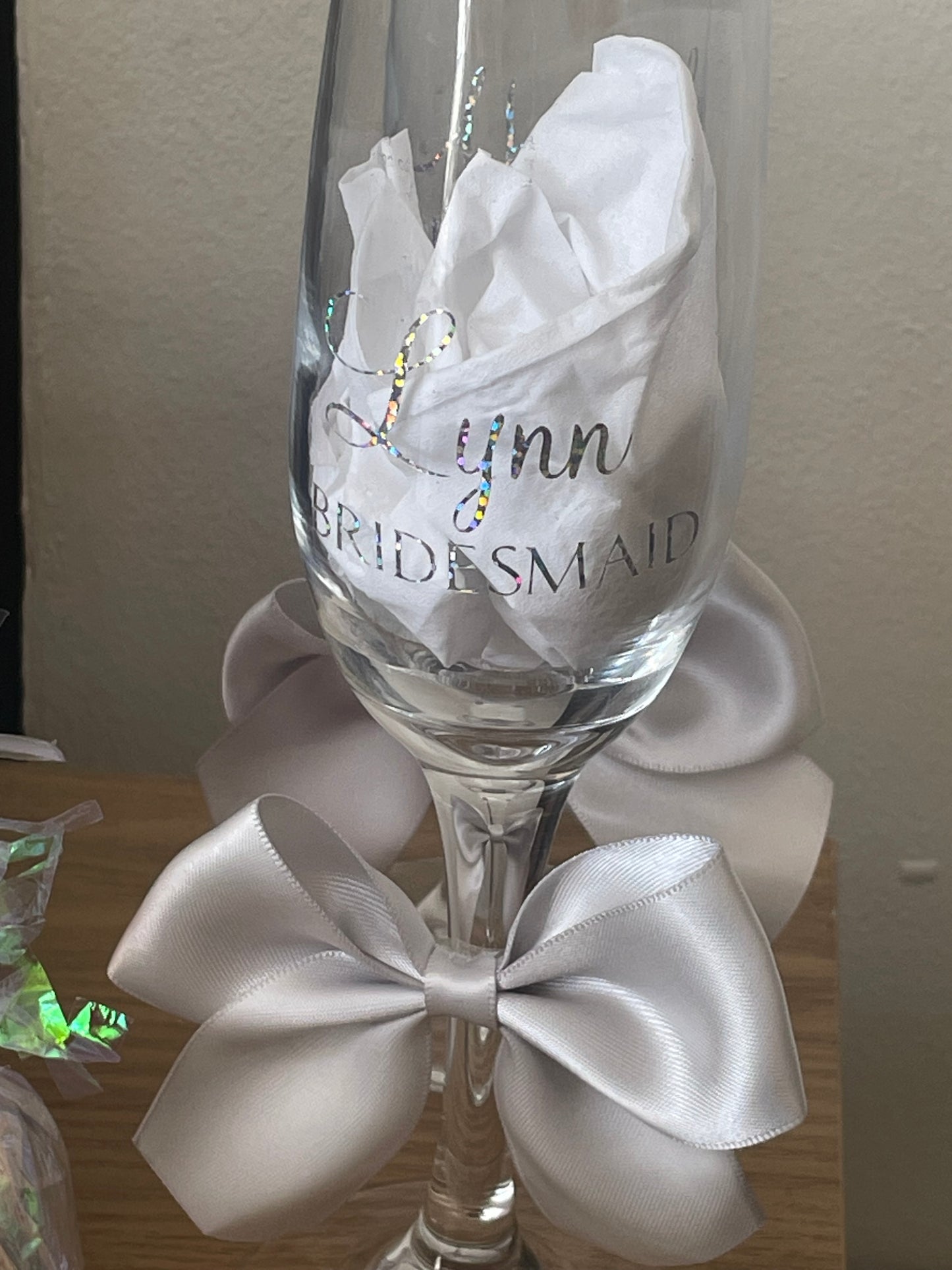 Silver Champagne Personalised Glasses