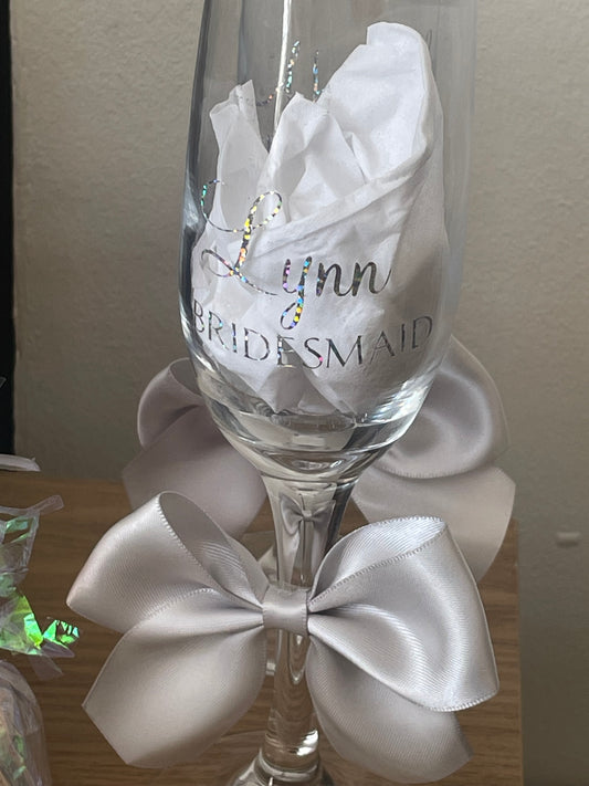 Silver Champagne Personalised Glasses