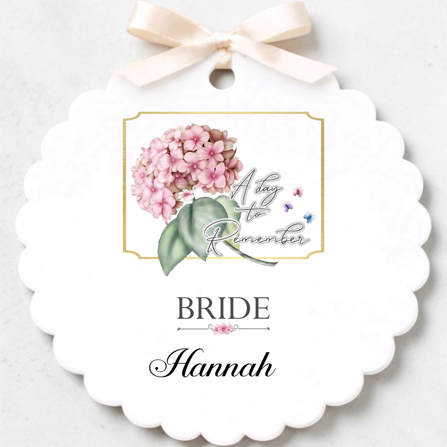 Wedding Hydrangea Themed Acrylic Named Hanger Tag
