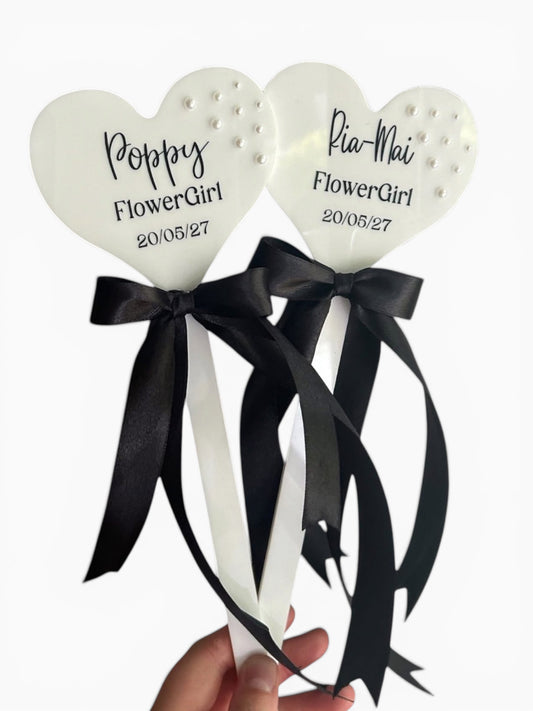 Personalised flower Girl Wands with Pearls