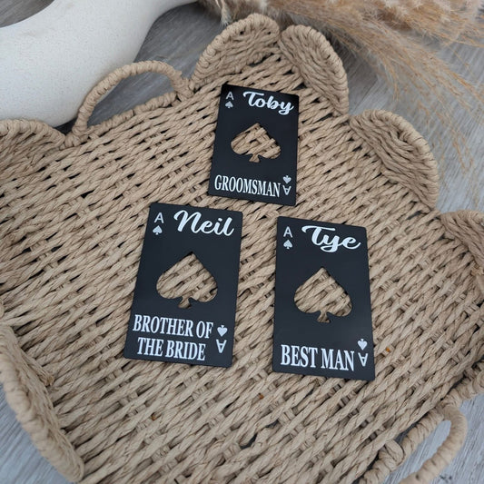 Groomsmen Playing Card Bottle Openers Personalised