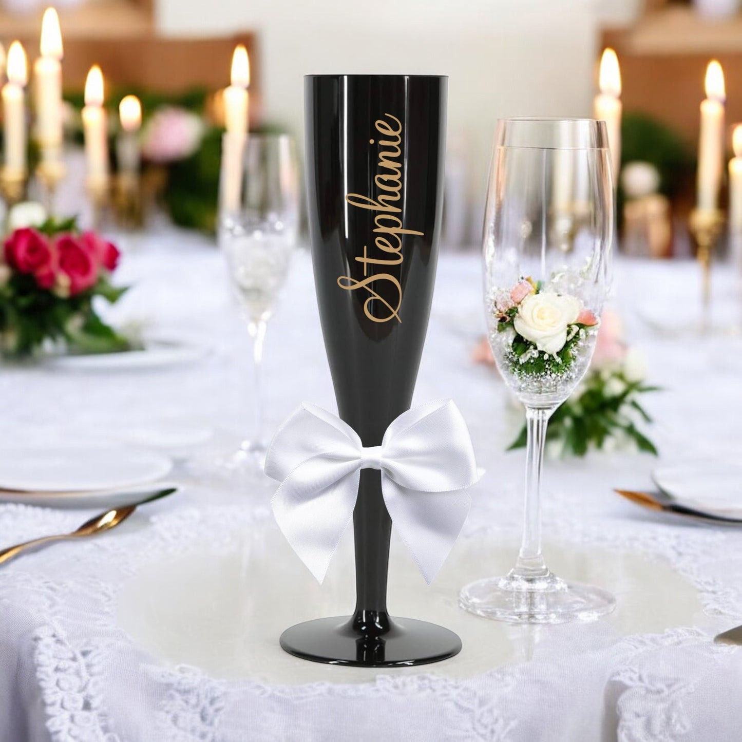 Black Champagne Personalised Flutes