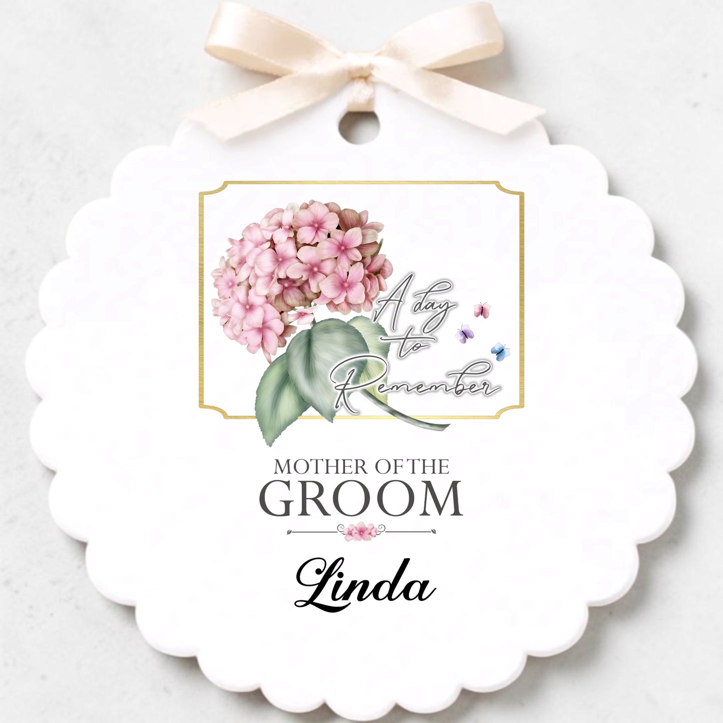 Wedding Hydrangea Themed Acrylic Named Hanger Tag